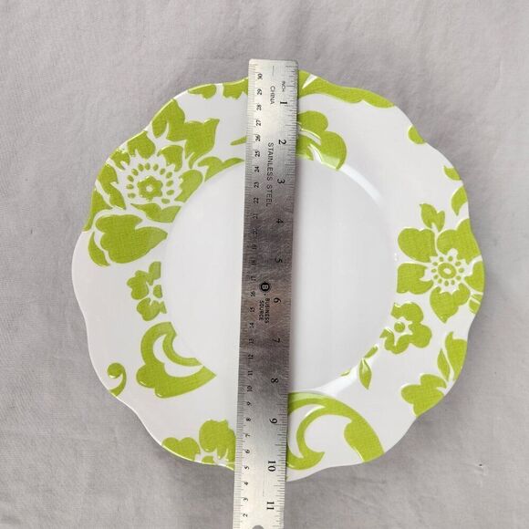 Set of 9 BETTER HOMES & Gardens Citrus Blossom Dinner Plates Lime Green Melamine - Picture 2 of 4